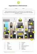Arbeitsblatt: Gegenstände im Wohnzimmer beschriften