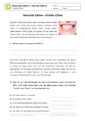Arbeitsblatt: Gesunde Zähne - Kranke Zähne
