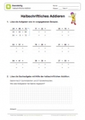 Arbeitsblatt: Halbschriftliche Addition - 2 Zahlen (Variante A) - 01