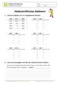 Arbeitsblatt: Halbschriftliche Addition - 4 Zahlen (Variante A) - 01