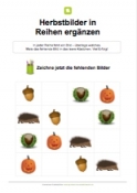 Arbeitsblatt: Herbstbilder in Reihen ergänzen