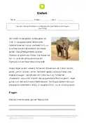 Arbeitsblatt: Infoblatt Elefanten mit 3 Aufgaben