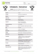 Arbeitsblatt: Infotabelle Dalmatiner