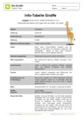 Arbeitsblatt: Infotabelle Giraffe