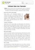 Arbeitsblatt: Infotext über den Hamster