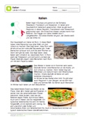 Italien: Lesetext mit Aufgaben Italien: Lesetext mit Aufgaben