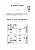 Arbeitsblatt: Kinder Sudoku 4x4 mit Bildern - 01