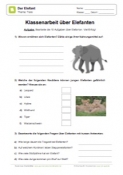 Arbeitsblatt: Klassenarbeit Elefanten