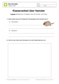 Arbeitsblatt: Klassenarbeit Hamster