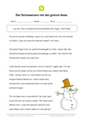 Lesetext - Der Schneemann mit der grünen Nase