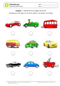 Arbeitsblatt: Links oder rechts bestimmen mit Autos