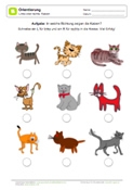 Arbeitsblatt: Links oder rechts bestimmen mit Katzen