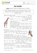 Arbeitsblatt: Lückentext Giraffe