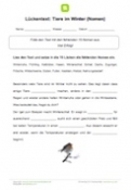 Arbeitsblatt: Lückentext: Tiere im Winter (Nomen einsetzen)