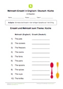 Mehrzahl (Englisch)	- Einzahl (Deutsch): Küche