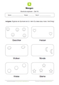 Arbeitsblatt: Mengen bilden: Symbole bis 9