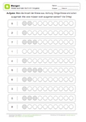 Arbeitsblatt: Mengen: Kreise ausmalen bis 9 (mit Vorgabe)