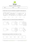 Arbeitsblatt: Mengen mit Aufgen auf Würfel darstellen