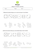 Arbeitsblatt: Mengen mit Würfeln verbinden