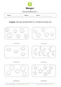 Arbeitsblatt: Mengen: Symbole zählen bis 7