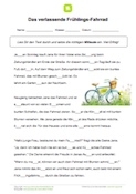 Arbeitsblatt: Mitlaute in Text einsetzen: Das verlassende Frühlings-Fahrrad