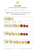 Münzen zählen und in 3 Schreibweisen notieren