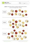 Arbeitsblatt: Münzen zum Einkaufen - bis 10 Euro