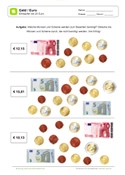 Arbeitsblatt: Münzen zum Einkaufen - bis 20 Euro