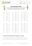 Arbeitsblatt: Multiplizieren und Quadratzahlen finden