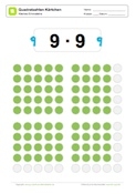 Arbeitsblatt: Quadratzahlen: Kärtchen 9x9