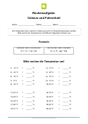 Rechenaufgabe: Celsius und Fahrenheit