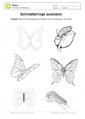 Arbeitsblatt: Schmetterlinge ausmalen