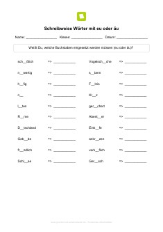  Arbeitsblatt: Schreibweise Wörter mit eu oder äu 