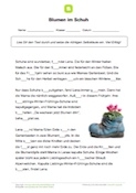 Arbeitsblatt: Selbstlaute in Text einsetzen: Blumen im Schuh