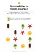 Arbeitsblatt: Sommerbilder in Reihen ergänzen