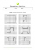 Arbeitsblatt: Spiegelachsen in Formen einzeichnen
