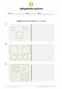 Arbeitsblatt: Spiegelbilder zeichnen: Quadrate