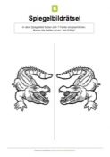 Arbeitsblatt: Spiegelbildrätsel Krokodil