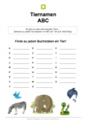 Arbeitsblatt: Tiernamen ABC