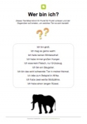 Arbeitsblatt: Tierrätsel - Wer bin ich? (Elefant)