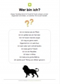 Arbeitsblatt: Tierrätsel - Wer bin ich? (Löwe)