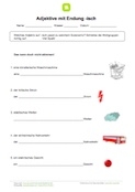 Arbeitsblatt: Übung zu Adjektiven mit Endung -isch