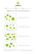 Arbeitsblatt: Verdoppeln und halbieren: Symbole halbieren mit Rechenaufgabe
