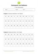 Arbeitsblatt: Verdoppeln und halbieren: Zahlentabelle vervollständigen