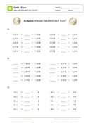Arbeitsblatt: Wie viel Geld fehlt bis 1 Euro