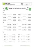 Arbeitsblatt: Wie viel Geld fehlt bis 100 Euro