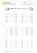 Arbeitsblatt: Wie viel Geld fehlt bis 2 Euro