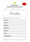 Arbeitsblatt: Winterwörter in Schreibschrift schreiben (Nomen)