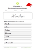 Winterwörter in Schreibschrift schreiben (Nomen)