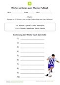 Arbeitsblatt: Wörter nach ABC ordnen (Fußball)